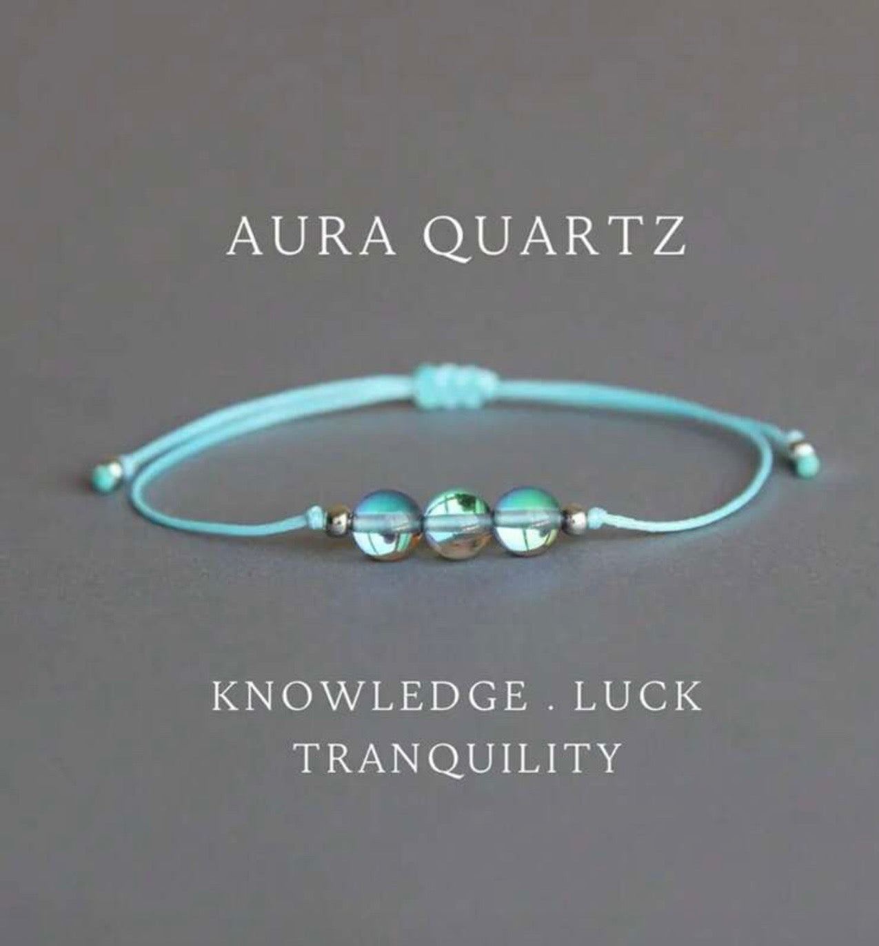 Ethereal Angel Halo Aura Quartz Healing Bracelet/Knowledge, Luck & Tranquility/Gift for Her