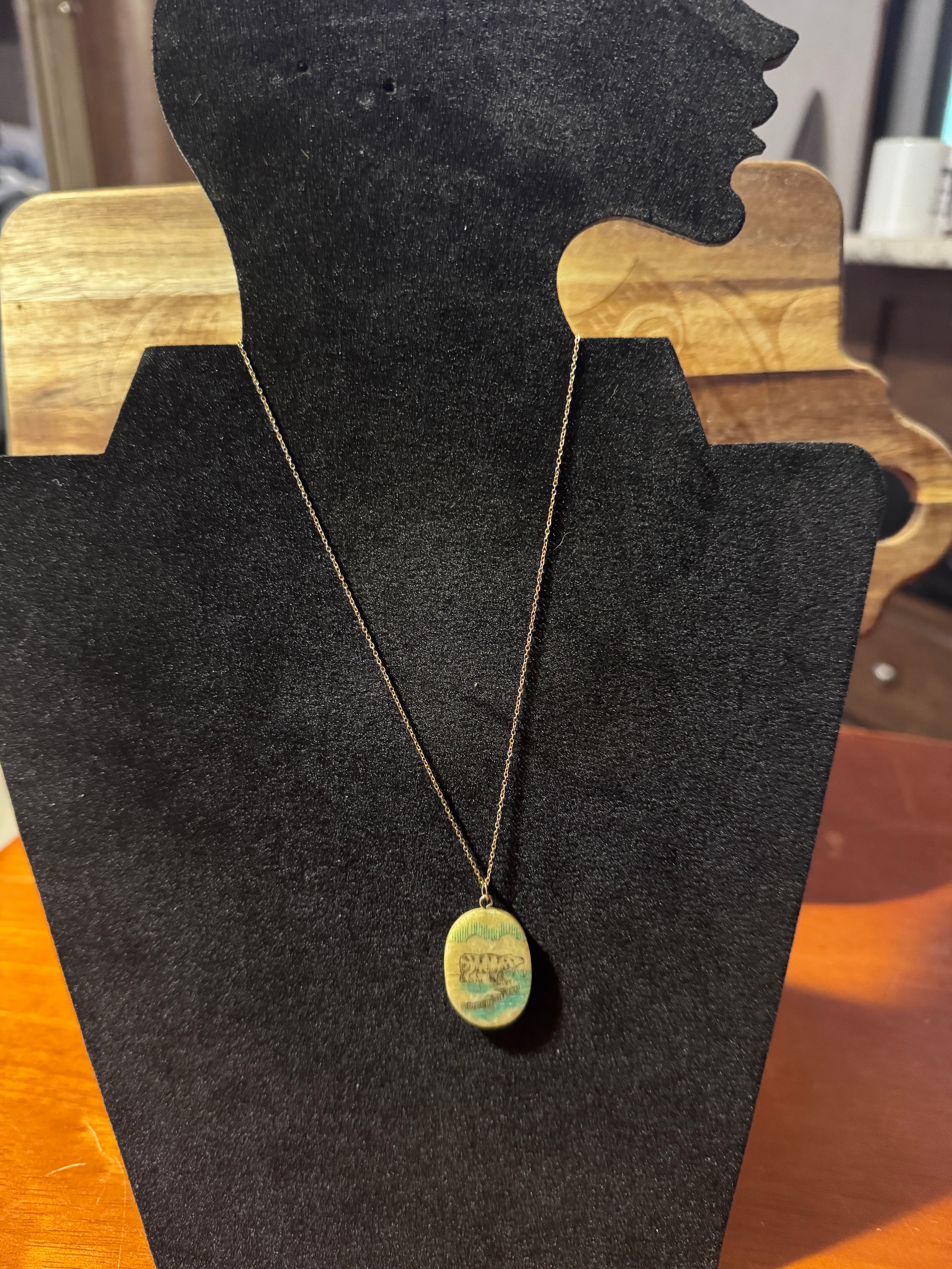 Polar Bear on Ice Floe Pendant Necklace/Gift for her