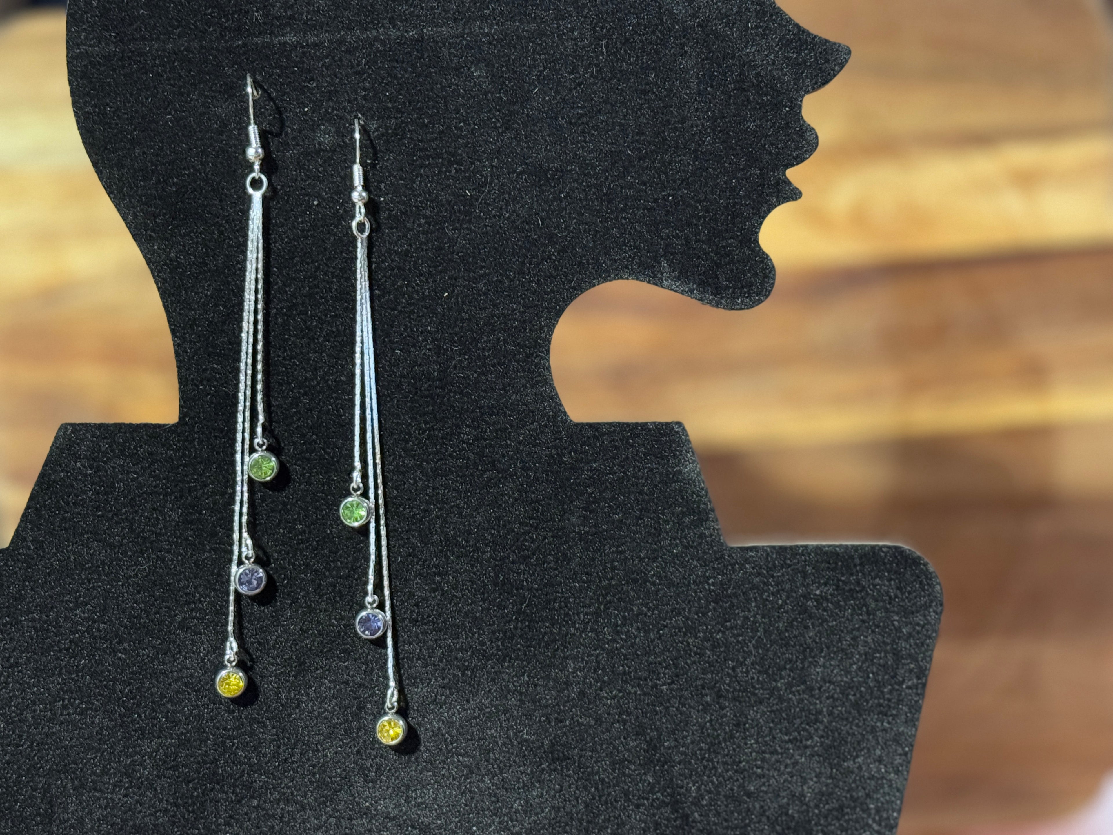 Dainty Birthstone Dangle Earrings/Hypoallergenic|Gift for Her