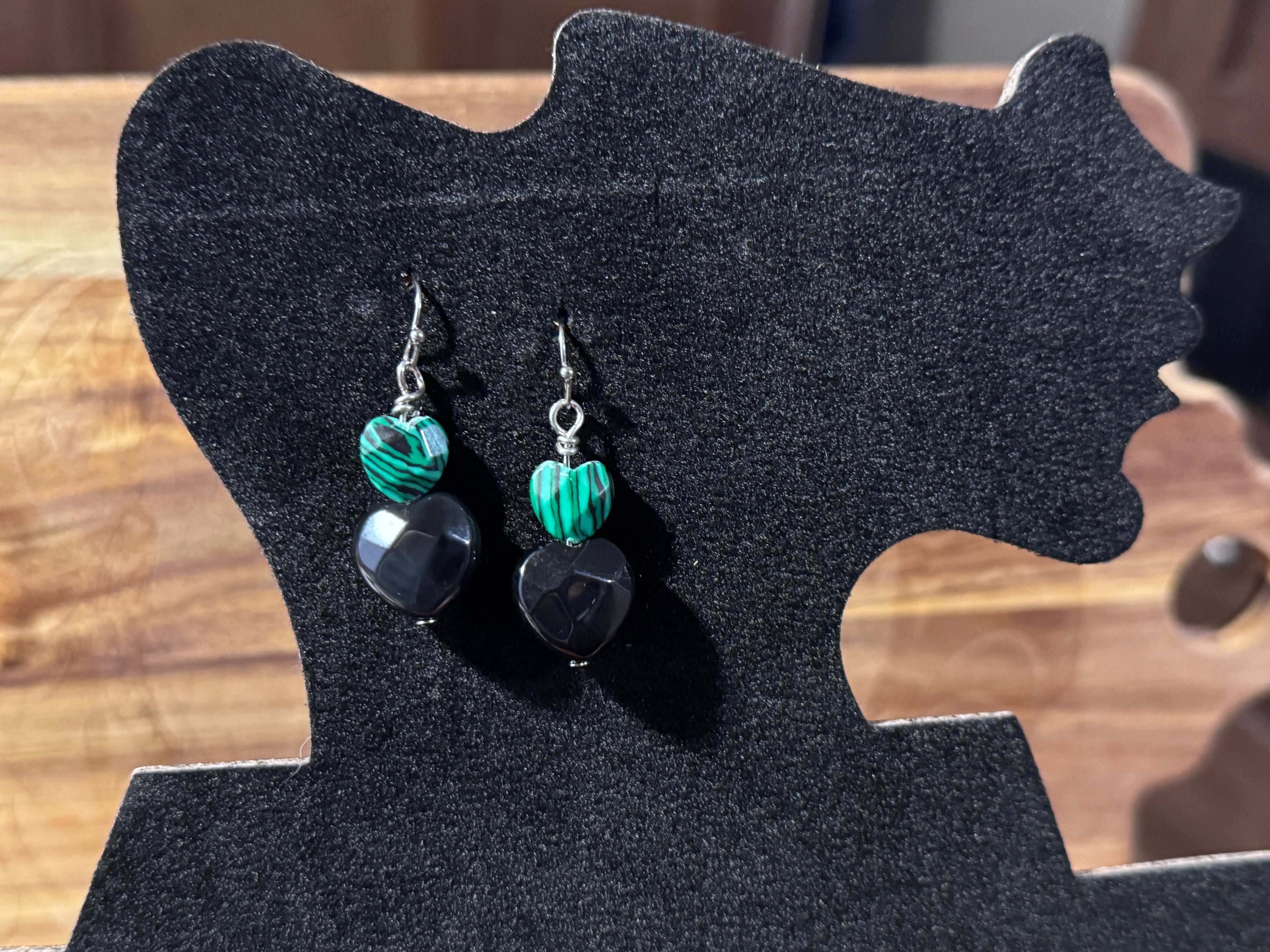 Elegant Two-Toned Heart Dangle Earrings/Hypoallergenic/Gift for Her