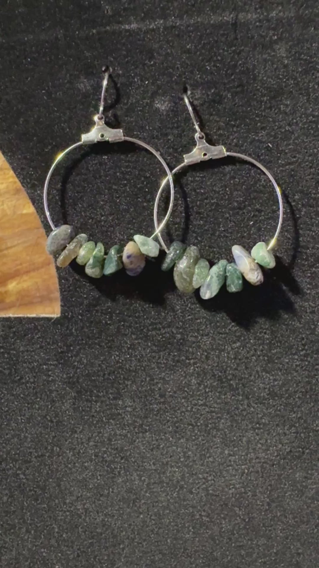 Moss Agate Chip Hoop Earrings/Hypoallergenic|Gift for Her